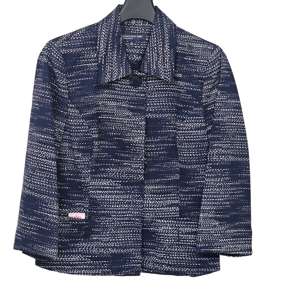 Jones New York Signature Blazer Suit Jacket Navy Womens Size 6 Preppy Workwear